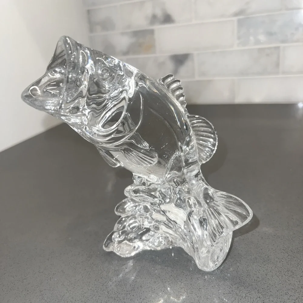 LARGE MOUTH BASS LEAD CRYSTAL PRINCESS HOUSE WONDERS OF THE WILD FISH FIGURINE - Picture 2 of 8